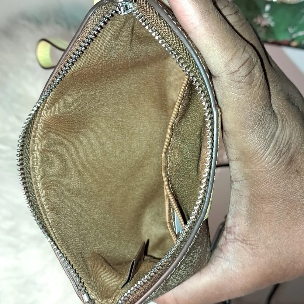 Coach NWTs Signature PVC Corner Zip Wristlet